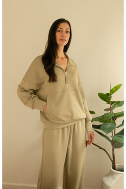 SCUBA MODAL ZIP PULLOVER--LT. OLIVE