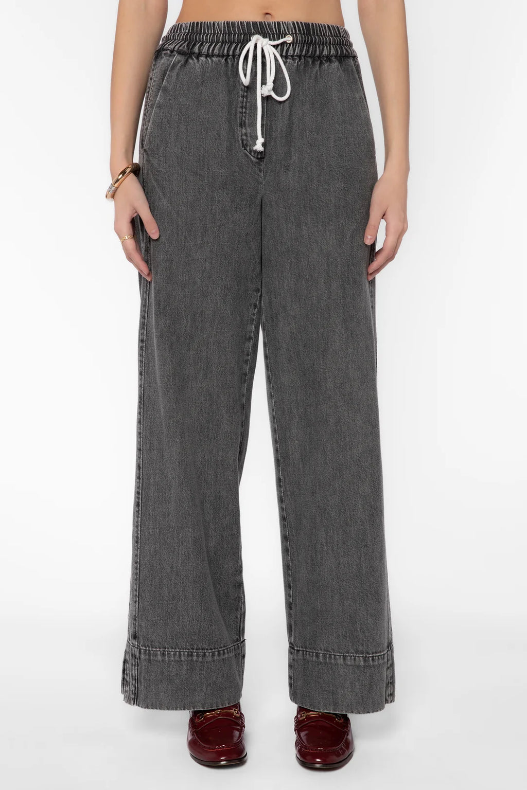 TENCEL HEART JEROME TENCEL PANTS--GREY ACID WASH