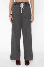 TENCEL HEART JEROME TENCEL PANTS--GREY ACID WASH