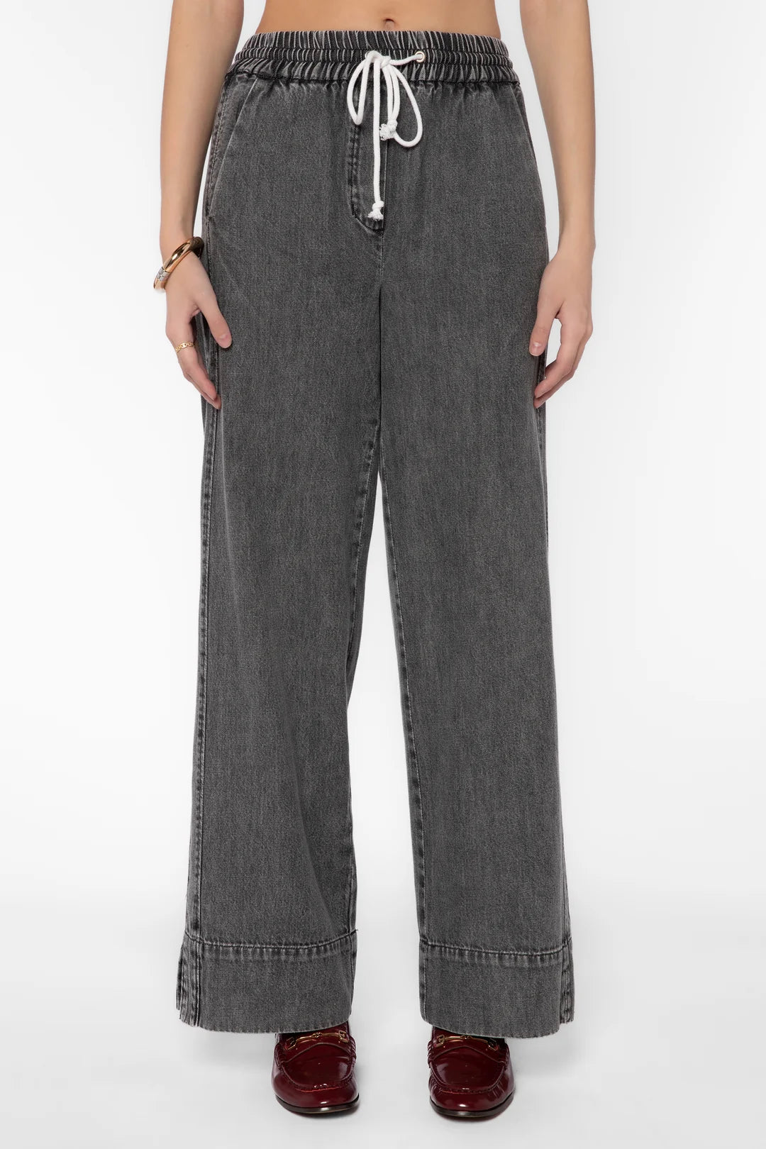 TENCEL HEART JEROME TENCEL PANTS--GREY ACID WASH
