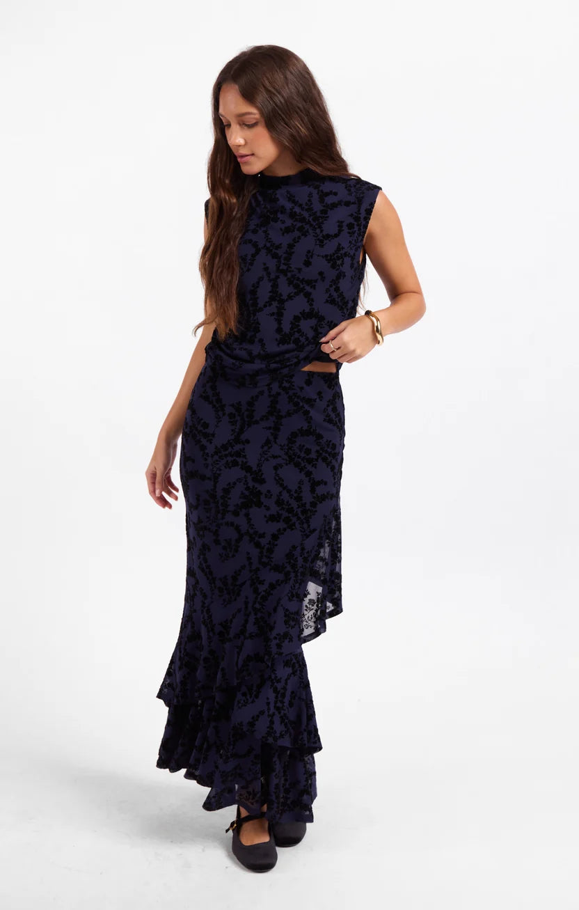 BEGONIA MESH TOP-- NAVY BLACK