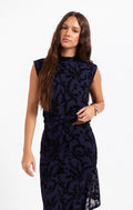 BEGONIA MESH TOP-- NAVY BLACK