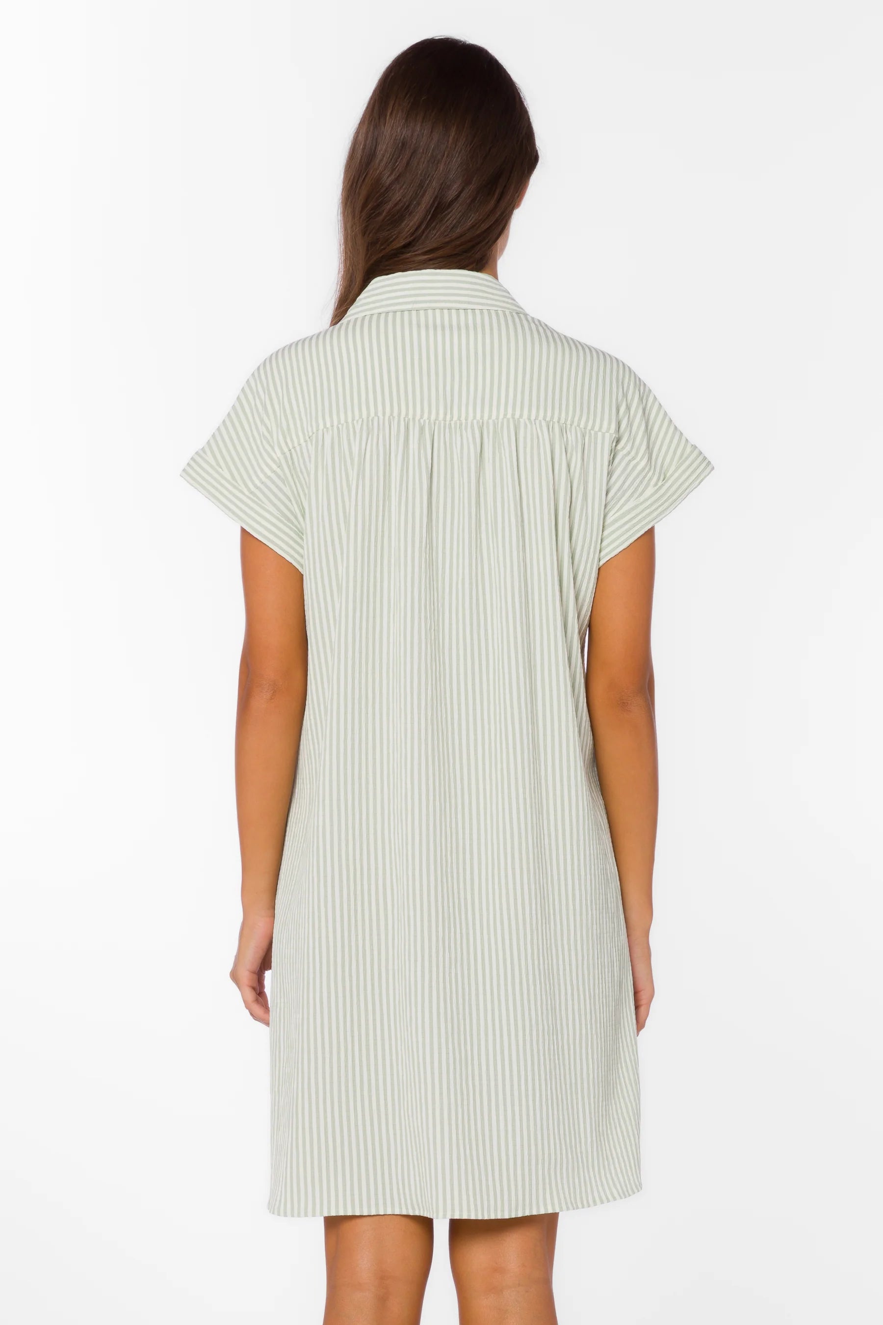 VELVET HEART MERILEE STRIPE DRESS--SAGE