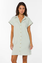 VELVET HEART MERILEE STRIPE DRESS--SAGE