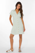 VELVET HEART MERILEE STRIPE DRESS--SAGE
