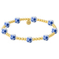ORCHID GOLD FILLED BEADED BRACELET WITH PORCELAIN--BLUE