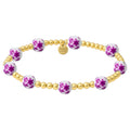 ORCHID GOLD FILLED BEADED BRACELET WITH PORCELAIN--PINK