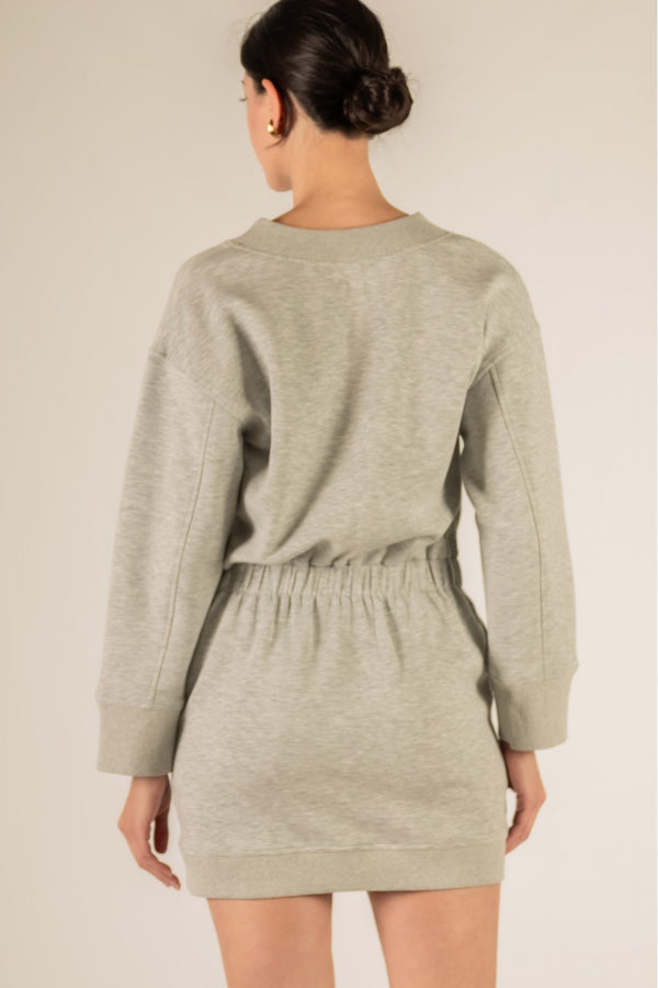 BUTTER MODAL V-NECK DRESS--H. GREY