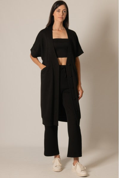 SCUBA MODAL LONG CARDIGAN--BLACK