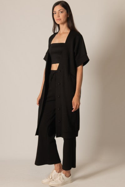 SCUBA MODAL LONG CARDIGAN--BLACK