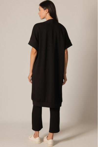 SCUBA MODAL LONG CARDIGAN--BLACK