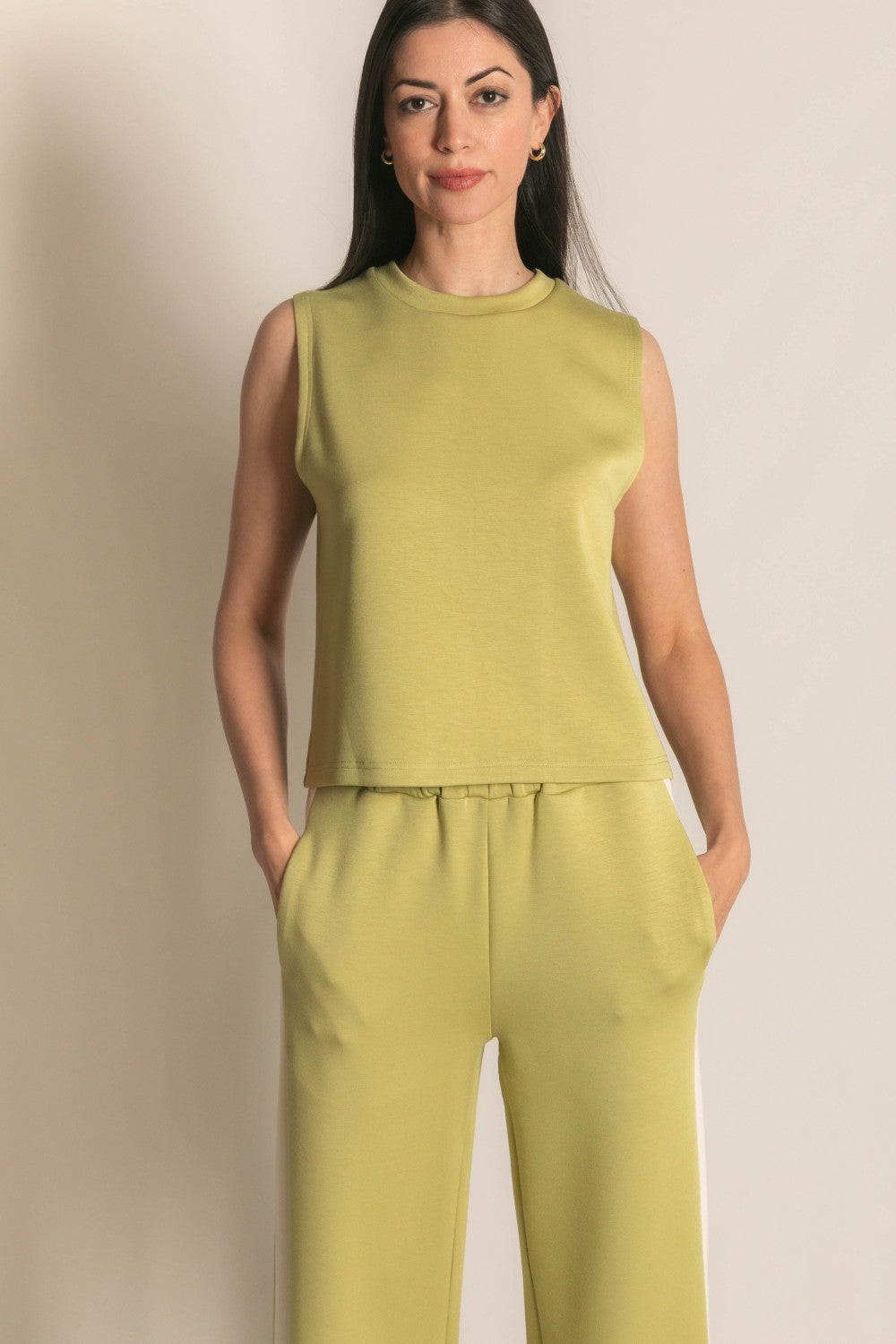 SCUBA MODAL SLEEVELESS TOP--LEMON GRASS
