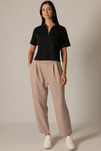 SCUBA MODAL SHORT SLEEVE QUARTER ZIP TOP--BLACK