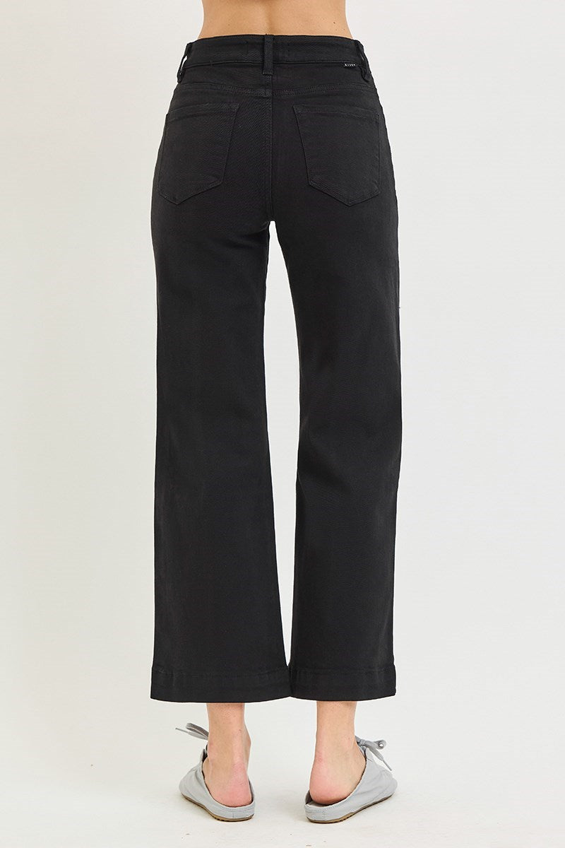 TC HIGH RISE CROP WIDE PANTS--BLACK