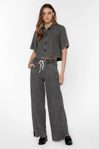 TENCEL HEART JEROME TENCEL PANTS--GREY ACID WASH