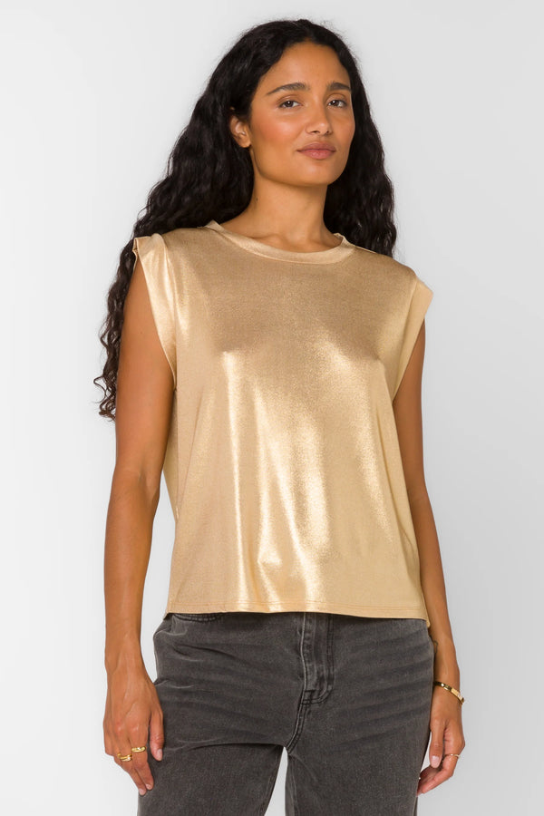 VELVET HEART ROSSIN METALLIC TOP--GOLD