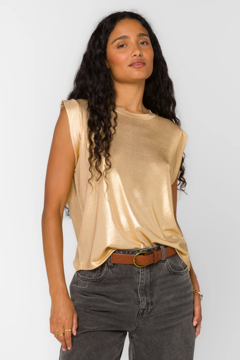 VELVET HEART ROSSIN METALLIC TOP--GOLD