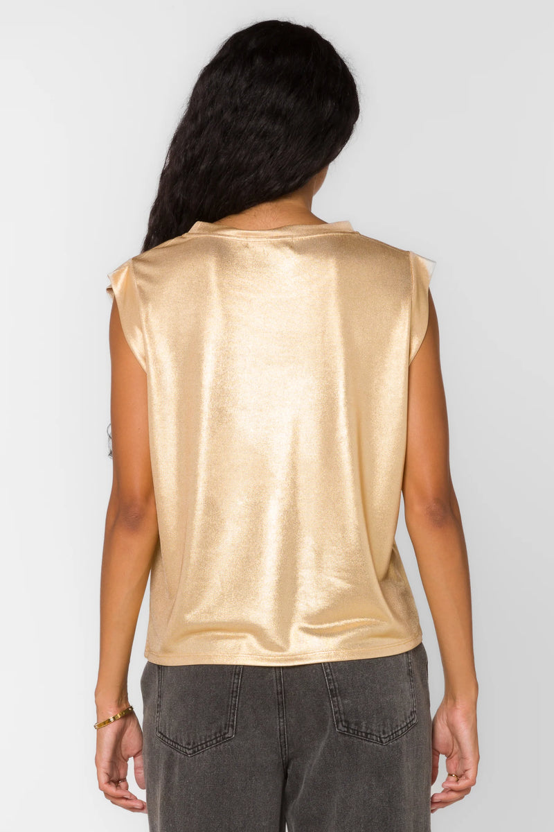 VELVET HEART ROSSIN METALLIC TOP--GOLD