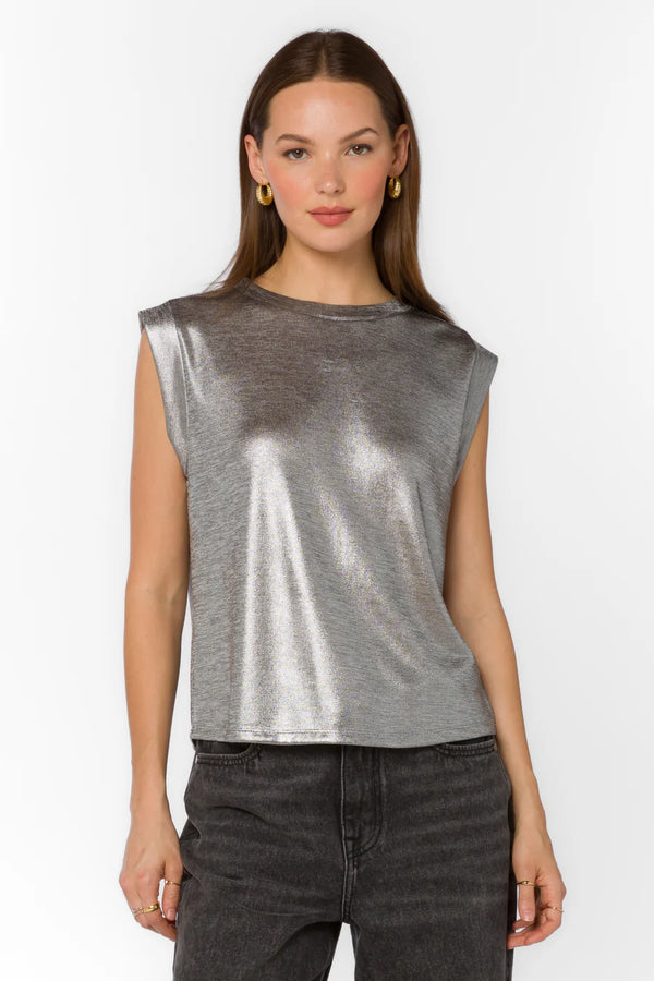 VELVET HEART ROSSIN METALLIC TOP--SILVER