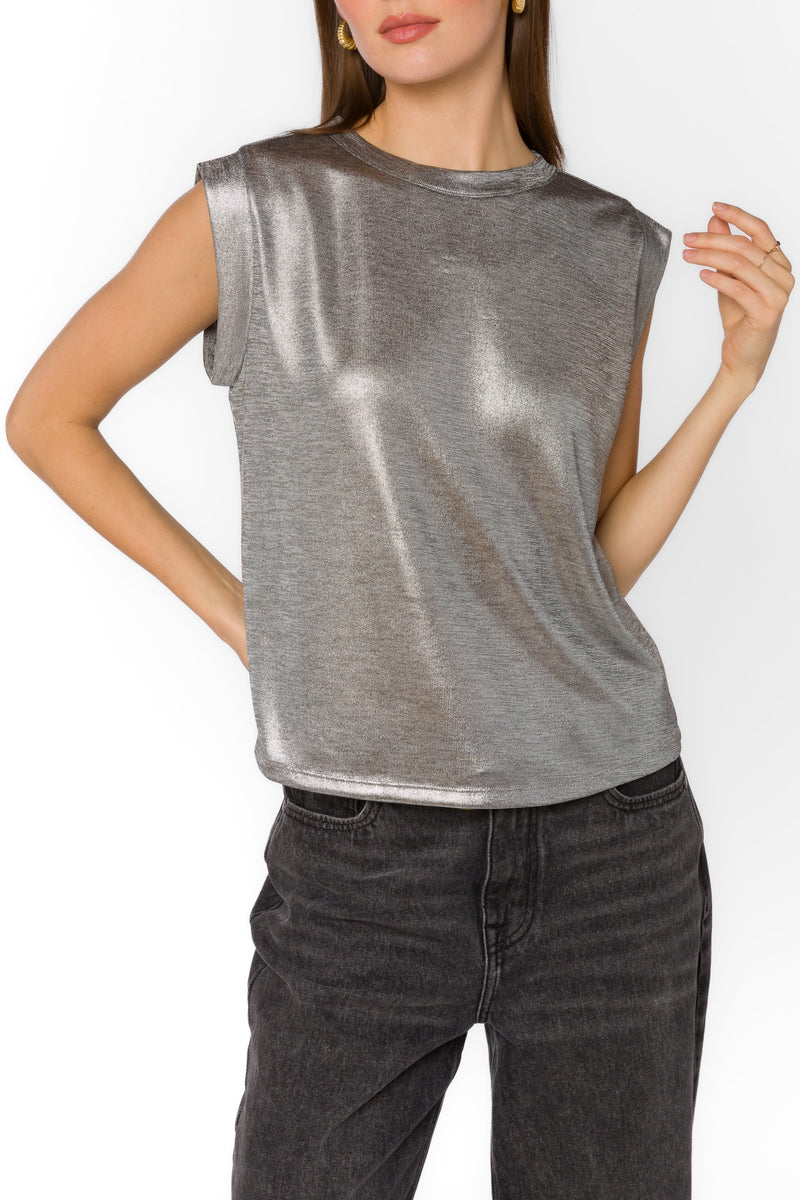 VELVET HEART ROSSIN METALLIC TOP--SILVER