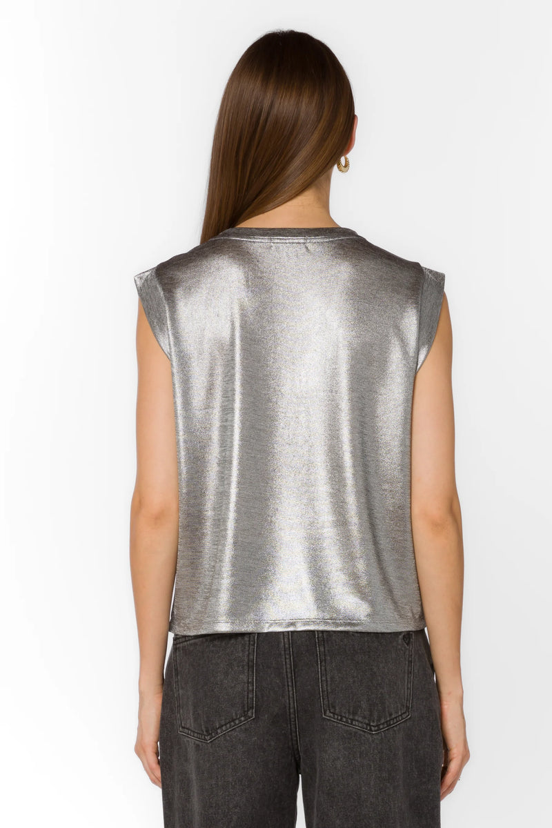 VELVET HEART ROSSIN METALLIC TOP--SILVER