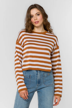VELVET HEART RUMI STRIPED TOP--CINNAMON