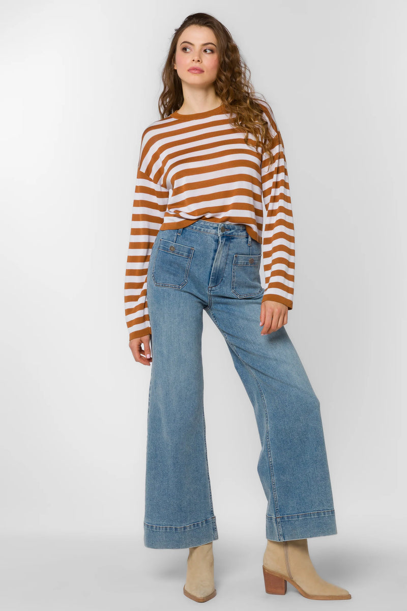 VELVET HEART RUMI STRIPED TOP--CINNAMON