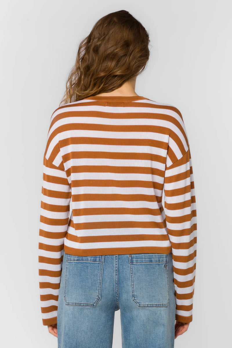 VELVET HEART RUMI STRIPED TOP--CINNAMON