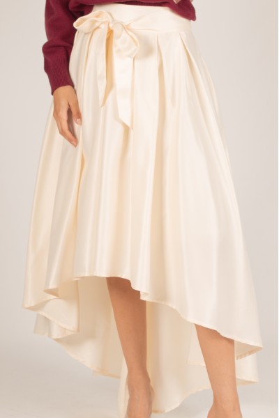 MIDNIGHT GLAM SATIN HI-LOW SKIRT--CREAM