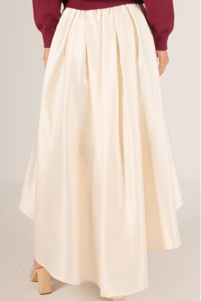 MIDNIGHT GLAM SATIN HI-LOW SKIRT--CREAM