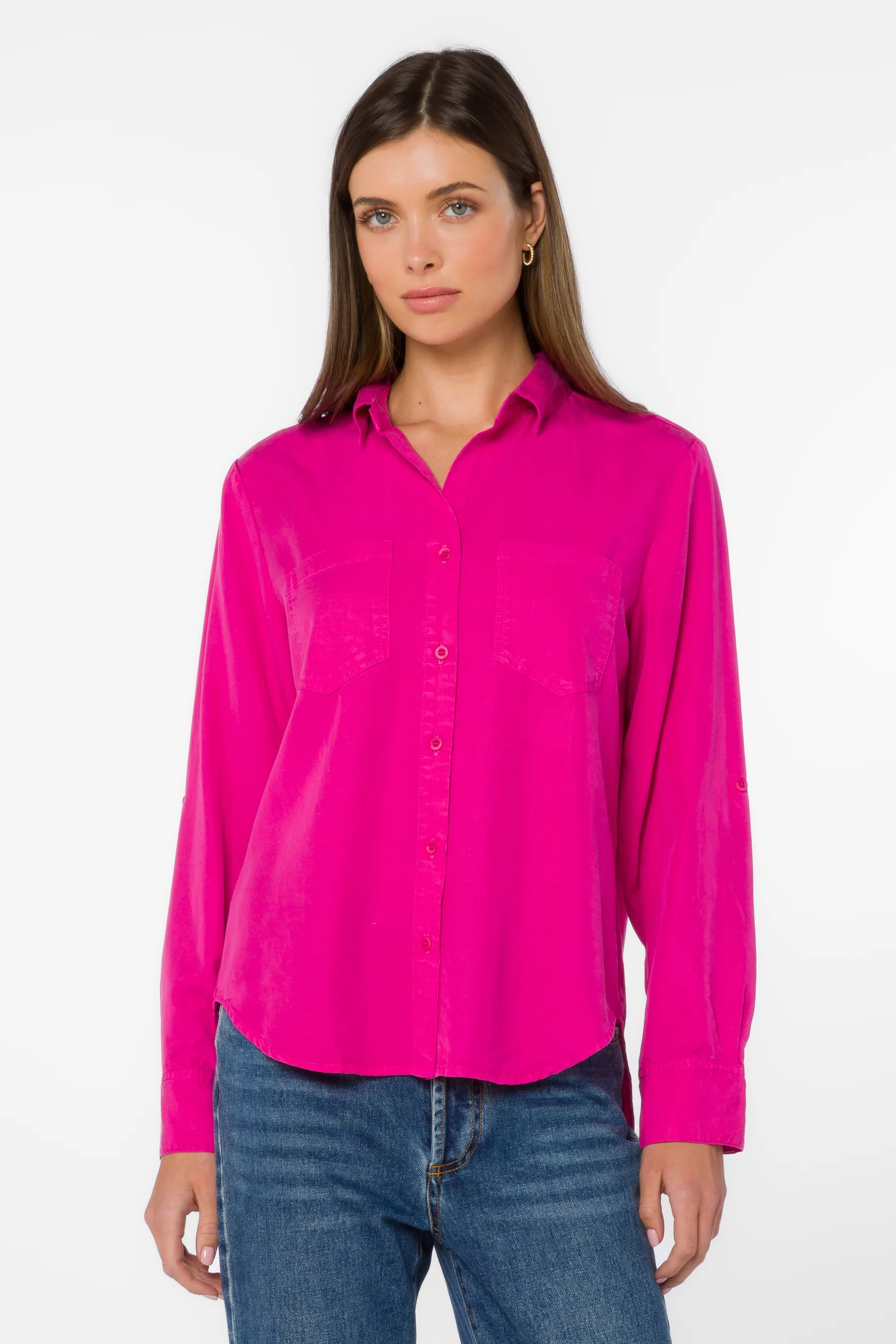 VELVET HEART SIRENA TENCEL TOP--FUCSHIA FLAMBE