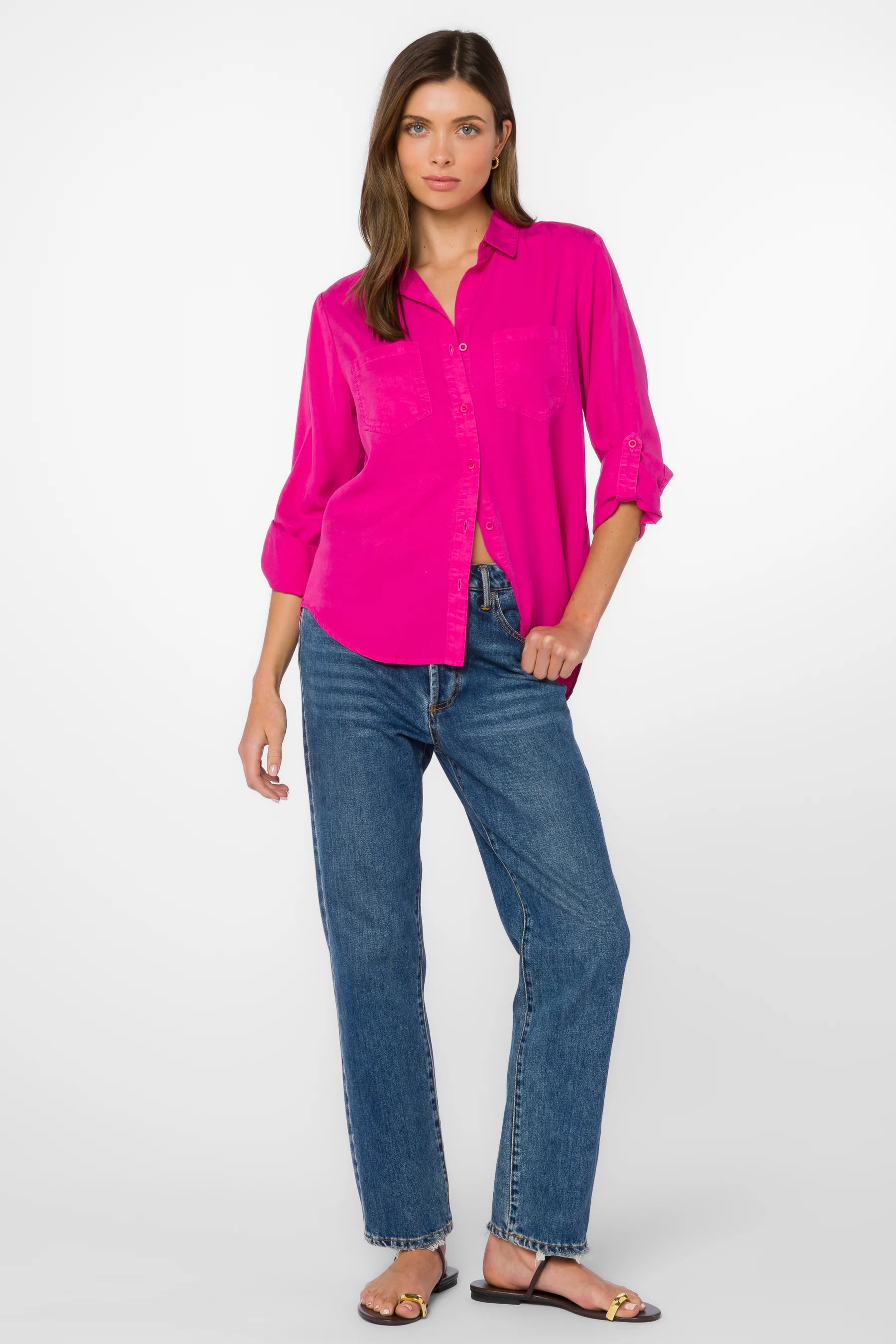 VELVET HEART SIRENA TENCEL TOP--FUCSHIA FLAMBE