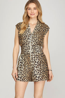 LEOPARD ZIP UP ROMPER