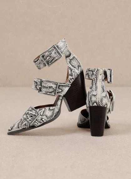 RIGHT ON POINT HEEL--SNAKE PRINT