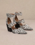 RIGHT ON POINT HEEL--SNAKE PRINT