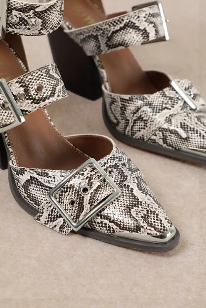 RIGHT ON POINT HEEL--SNAKE PRINT