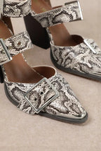 RIGHT ON POINT HEEL--SNAKE PRINT