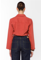 VELVET HEART HARVEY TENCEL DENIM TOP--BURNT BRICK