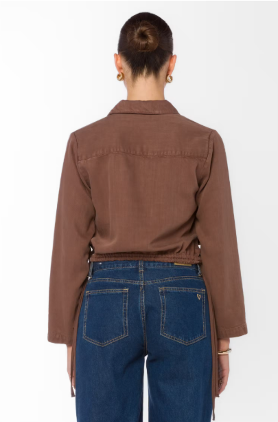 VELVET HEART HARVEY TENCEL DENIM TOP--COCOA