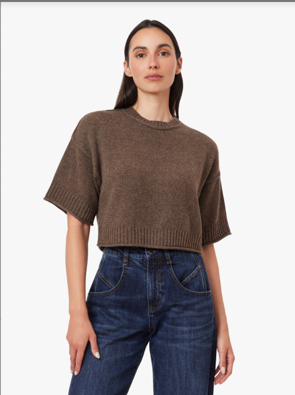 CREWNECK SWEATER--HEATHER MOCHA