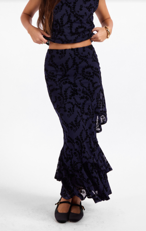 BEGONIA MESH SKIRT--NAVY BLACK
