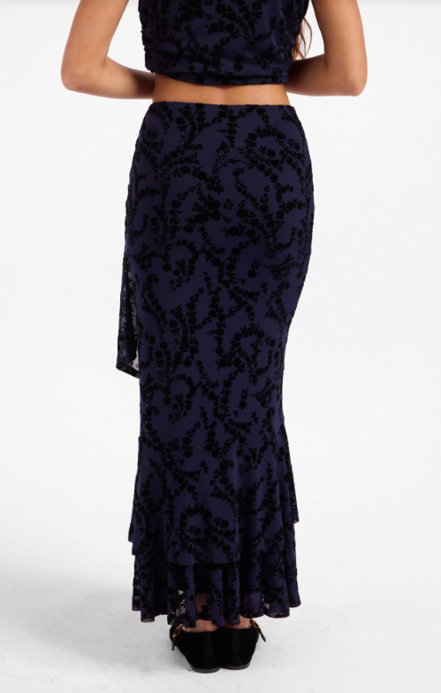 BEGONIA MESH SKIRT--NAVY BLACK