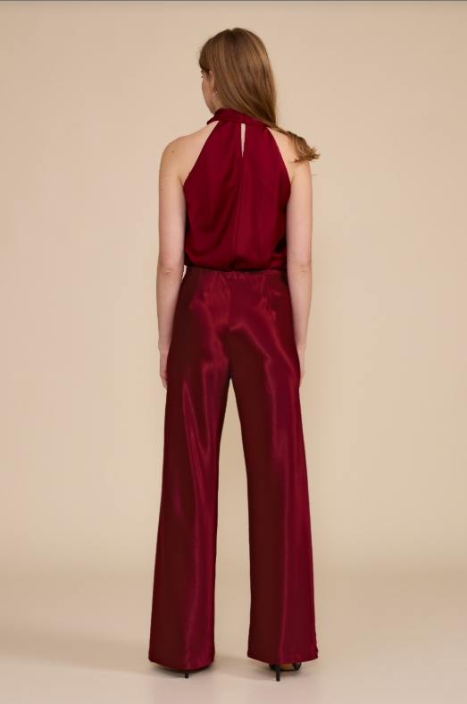 JEIEL SATIN BIAS PANT--MERLOT