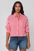 STORMI STRIPED TOP--RASPBERRY
