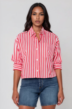 STORMI STRIPED TOP--RASPBERRY