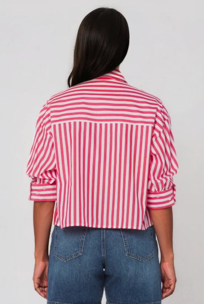 STORMI STRIPED TOP--RASPBERRY