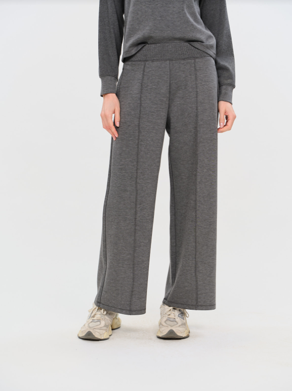SCUBA WIDE LEG PANT--CHARCOAL