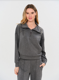SCUBA 1/4 ZIP UP JACKET--CHARCOAL