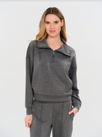 SCUBA 1/4 ZIP UP JACKET--CHARCOAL