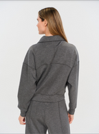SCUBA 1/4 ZIP UP JACKET--CHARCOAL